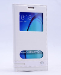 Galaxy On7 Kılıf Zore Elite Kapaklı Kılıf Beyaz