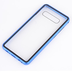 Galaxy S10 Case Zore Devrim Magnetic Glass Cover Blue