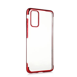 Galaxy S20 Case Zore Dört Köşeli Lazer Silicon Cover Red