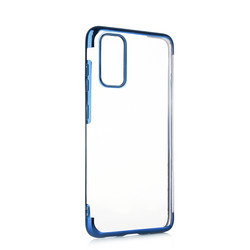 Galaxy S20 Case Zore Dört Köşeli Lazer Silicon Cover Blue
