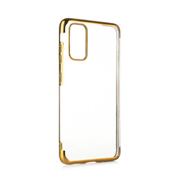Galaxy S20 Case Zore Dört Köşeli Lazer Silicon Cover Gold