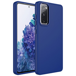 Galaxy S20 FE Case Metal Frame and Button Design Silicone Zore Luna Cover Navy blue