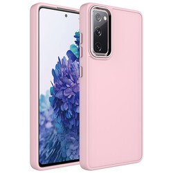 Galaxy S20 FE Case Metal Frame and Button Design Silicone Zore Luna Cover Pink