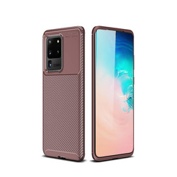 Galaxy S20 Ultra Case Zore Negro Silicon Cover Brown