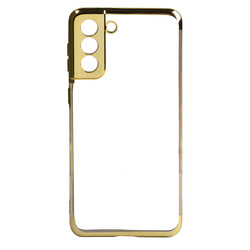 Galaxy S21 Case Zore Dört Köşeli Lazer Silicon Cover Gold