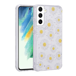 Galaxy S21 FE Case Camera Protected Patterned Hard Silicone Zore Epoksi Cover Papatya