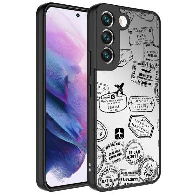 Galaxy S21 FE Case Mirror Patterned Camera Protected Glossy Zore Mirror Cover Seyahat