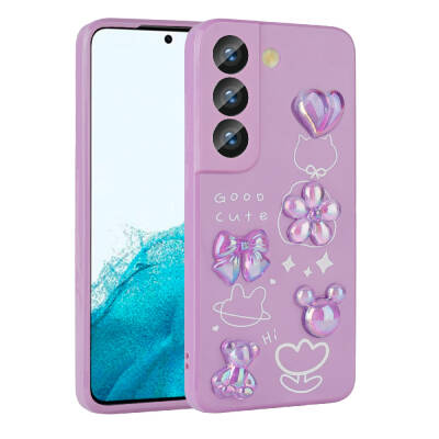 Galaxy S21 FE Case Relief Figured Shiny Zore Toys Silicone Cover Purple