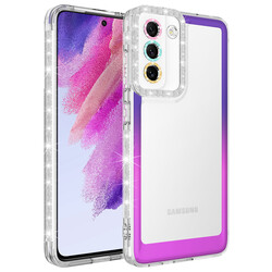 Galaxy S21 FE Case Silvery and Color Transition Design Lens Protected Zore Park Cover Mor-Pembe