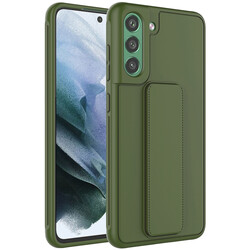 Galaxy S21 FE Case Zore Qstand Cover Dark Green
