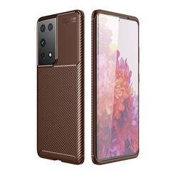 Galaxy S21 Ultra Case Zore Negro Silicon Cover Brown