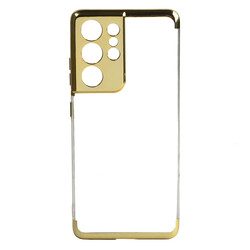 Galaxy S21 Ultra Case Zore Dört Köşeli Lazer Silicon Cover Gold
