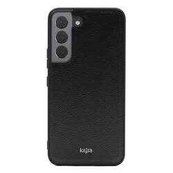 Galaxy S22 Case ​Kajsa Luxe Collection Genuine Leather Cover Black