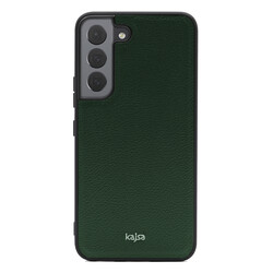 Galaxy S22 Case ​Kajsa Luxe Collection Genuine Leather Cover Green