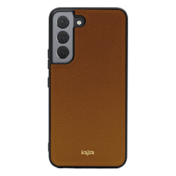 Galaxy S22 Case ​Kajsa Luxe Collection Genuine Leather Cover Brown