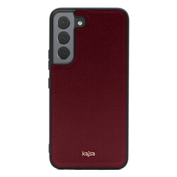 Galaxy S22 Case ​Kajsa Luxe Collection Genuine Leather Cover Red