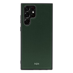 Galaxy S22 Ultra Case ​Kajsa Luxe Collection Genuine Leather Cover Green
