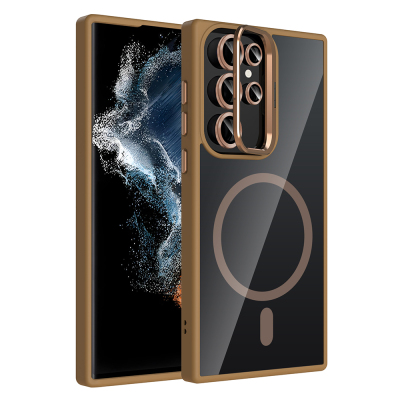 Galaxy S22 Ultra Case Stand Camera Lens Gift M-Safe Charging Feature Zore Etro Cover Desert Titanyum