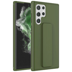 Galaxy S22 Ultra Case Zore Qstand Cover Dark Green