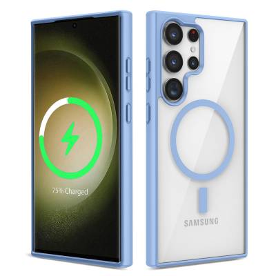 Galaxy S22 Ultra Kılıf Magsafe Wireless Şarj Özellikli Silikon Zore Ege Kapak Mavi
