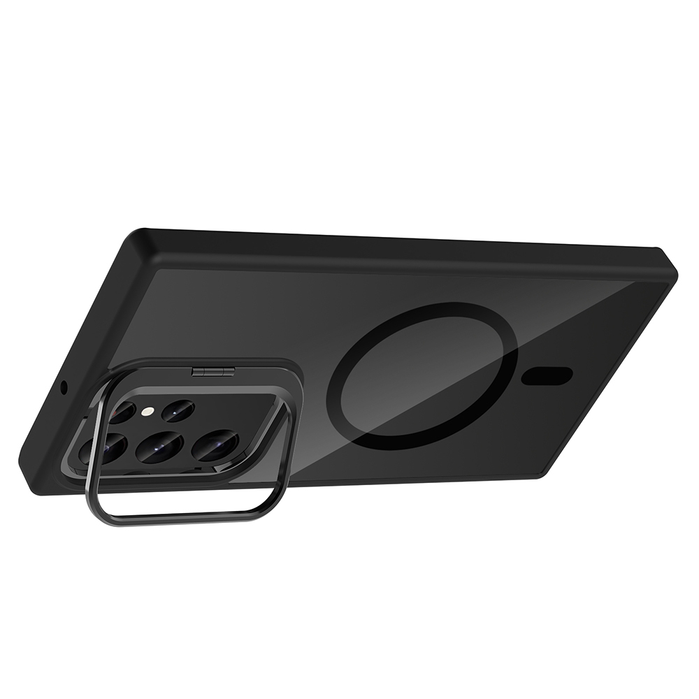 Galaxy S22 Ultra Kılıf Standlı ve Kamera Lens Hediyeli M-Safe Şarj Özellikli Zore Etro Kapak - 11