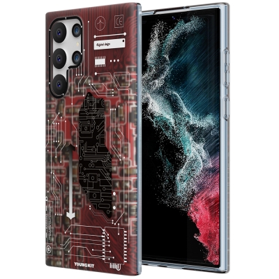 Galaxy S22 Ultra Kılıf YoungKit Technology Serisi Kapak Kırmızı
