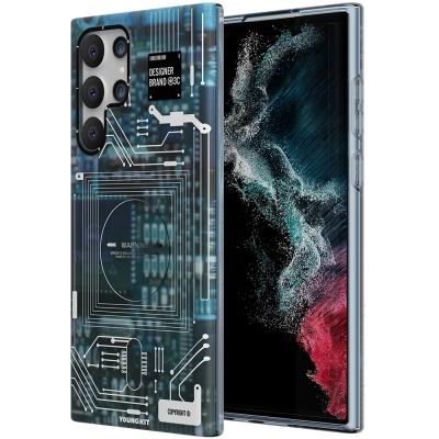 Galaxy S22 Ultra Kılıf YoungKit Technology Serisi Kapak Mavi