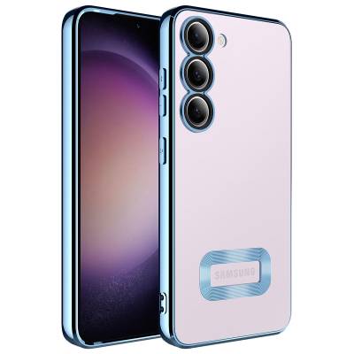 Galaxy S23 Case Camera Protected Zore Omega Cover Showing Logo Sierra Mavi