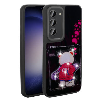 Galaxy S23 Case Shining Embossed Zore Amas Silicone Cover with Iconic Figure Black