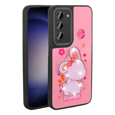 Galaxy S23 Case Shining Embossed Zore Amas Silicone Cover with Iconic Figure Pink