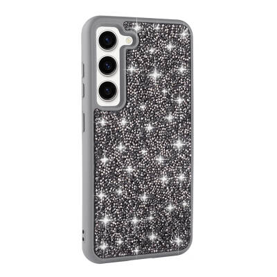 Galaxy S23 Case Shiny Stone Design Zore Diamond Cover Grey