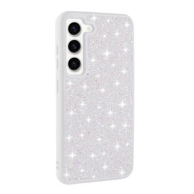 Galaxy S23 Case Shiny Stone Design Zore Diamond Cover White