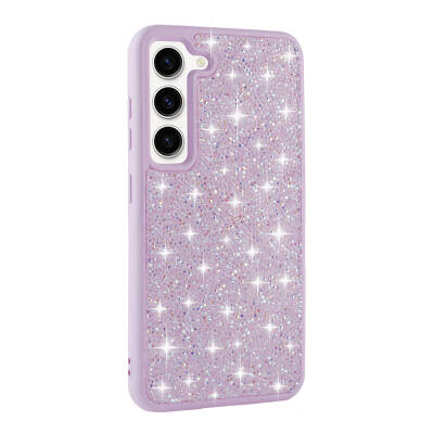 Galaxy S23 Case Shiny Stone Design Zore Diamond Cover Lila