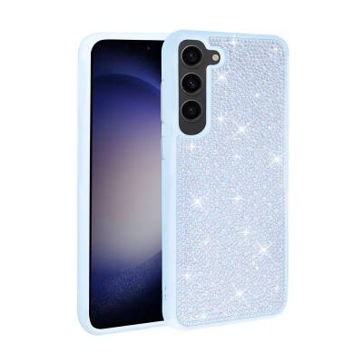 Galaxy S23 Case Shiny Stone Design Zore Stone Cover Light Blue