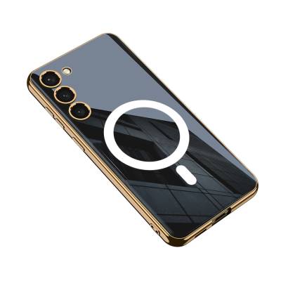 Galaxy S23 Case Wireless Charging Featured Edge Electroplating Plated Mirrored Zore Kent Cover Black