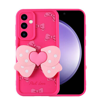 Galaxy S23 FE Case Camera Protected Figure Designed Zore Cover Dark Pink