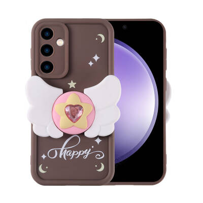 Galaxy S23 FE Case Camera Protected Figure Designed Zore Cover Koyu Kahve