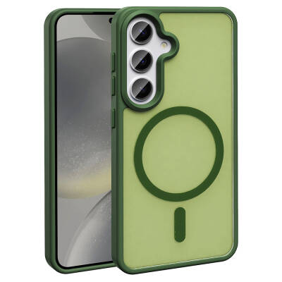 Galaxy S23 FE Case Magsafe Charging Featured Matte Back Surface Zore Sio Cover Dark Green