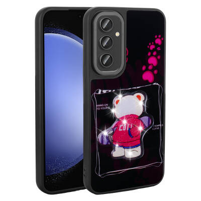 Galaxy S23 FE Case Shining Embossed Zore Amas Silicone Cover with Iconic Figure Black