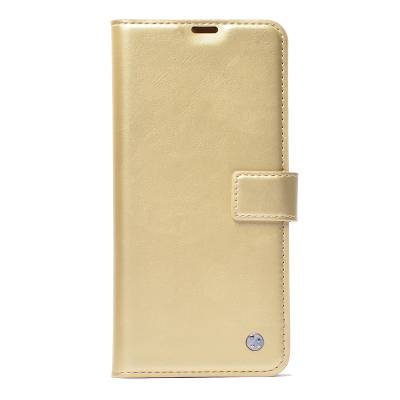 Galaxy S23 FE Case Zore Kar Deluxe Flip Cover Gold