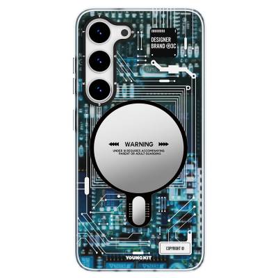 Galaxy S23 Kılıf Magsafe Şarj Özellikli YoungKit Technology Serisi Kapak Mavi