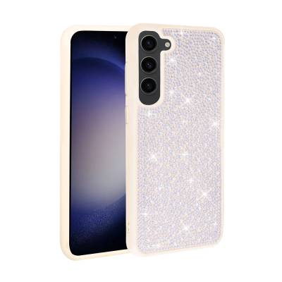 Galaxy S23 Plus Case Shiny Stone Design Zore Stone Cover White