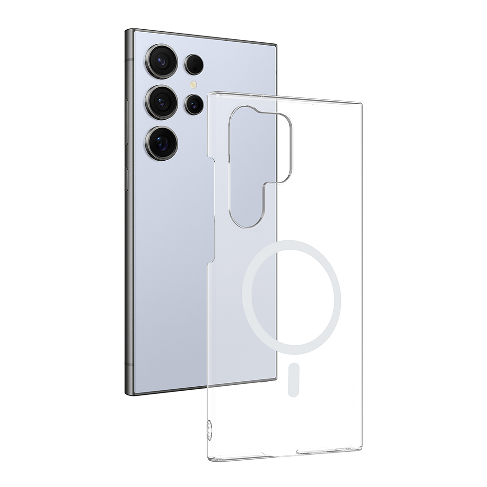 Galaxy S23 Ultra Camera Protected M-Safe Charging Transparent Zore London Hard PC Case - 1