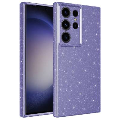 Galaxy S23 Ultra Case Camera Protected Glittery Luxury Zore Cotton Cover Purple