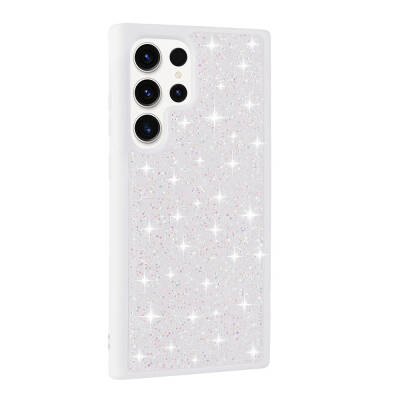 Galaxy S23 Ultra Case Shiny Stone Design Zore Diamond Cover White