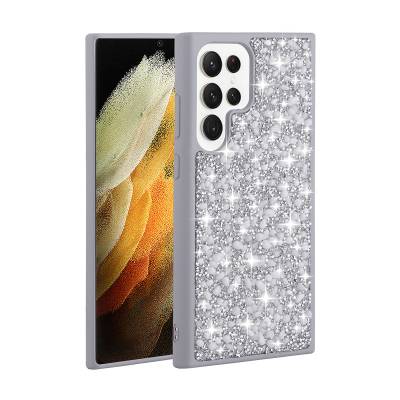 Galaxy S23 Ultra Case Shiny Stone Design Zore Linea Cover Silver