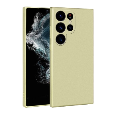 Galaxy S23 Ultra Case Zore Premier Silicone Cover Gold