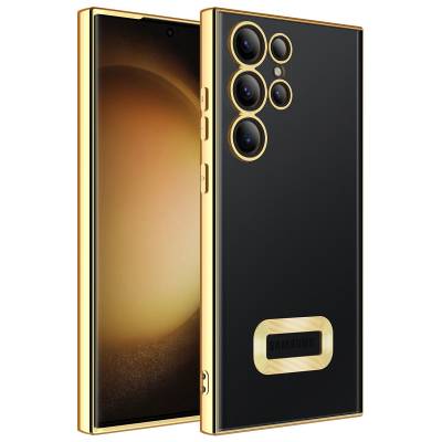 Galaxy S23 Ultra Kılıf Kamera Korumalı Logo Gösteren Zore Omega Kapak Gold
