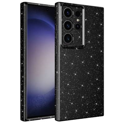 Galaxy S23 Ultra Kılıf Kamera Korumalı Simli Lüks Zore Koton Kapak Siyah