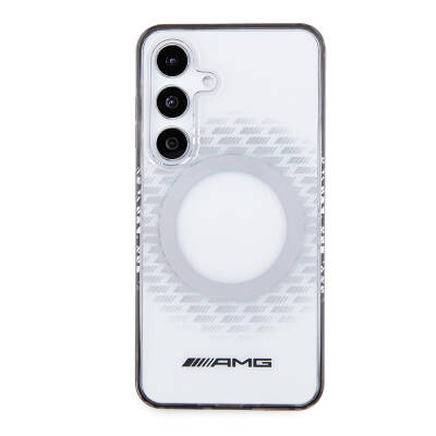 Galaxy S24 Case AMG Original Licensed Magsafe Charging Featured Rhombus Patterned Transparent Cover Colorless